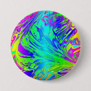 Badge Rond 7,6 Cm Fluid Rainbow Abstract Paint Splatters
