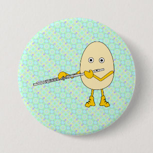 Badge Rond 7,6 Cm Flûte Jouer Egghead