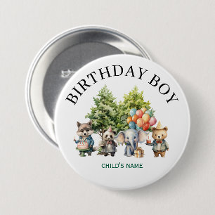 Badge Rond 7,6 Cm Forêt Anniversaire Aquarelle Fantaisiste