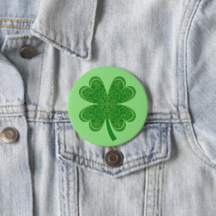Badge Rond 7,6 Cm Four Leaf Clover Lucky St. Patrick's Day