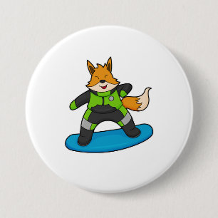Badge Rond 7,6 Cm Fox en Snowboard avec Snowboard