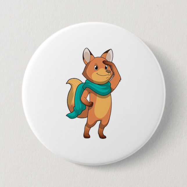 Badge Rond 7,6 Cm Fox with Scarf (Devant)