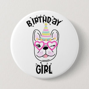 Badge Rond 7,6 Cm French Bulldog Frenchie Anniversaire Thème