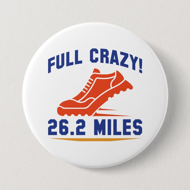 Badge Rond 7,6 Cm Full Crazy 26,2 Miles (Devant)