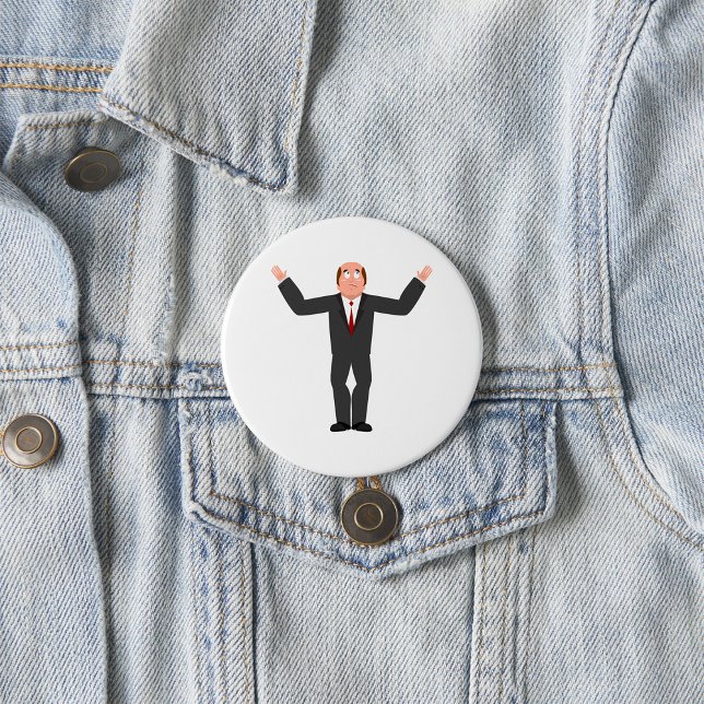 Badge Rond 7,6 Cm Funky Bald Homme d'affaires hurlant humoristique (Créateur téléchargé)