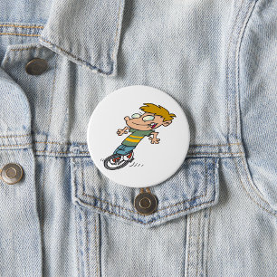 Badge Rond 7,6 Cm Funny Garçon équitation monocycle