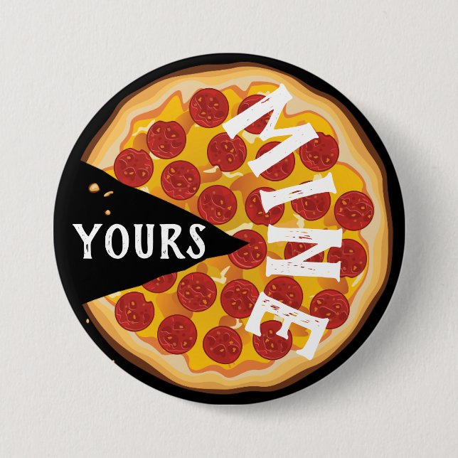 Badge Rond 7,6 Cm Funny pepperoni pizza mignonette foodie noir rouge (Devant)