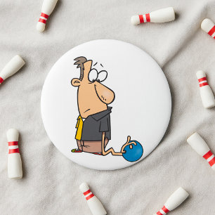 Badge Rond 7,6 Cm Funny Sad Bowler caractère avec Bowling Ball