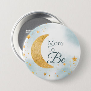 Badge Rond 7,6 Cm Future maman bleue folle de joie Baby Shower