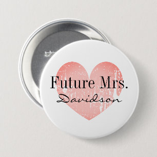 Badge Rond 7,6 Cm Future Mme Bride to be bridal shower heart button