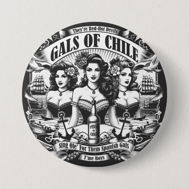 Badge Rond 7,6 Cm Galles du Chili (Devant)