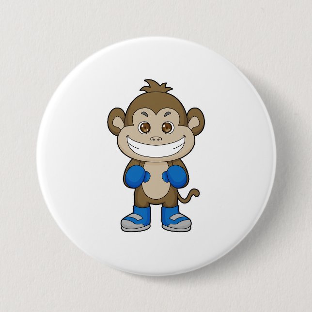 Badge Rond 7,6 Cm Gants de boxe de singe (Devant)