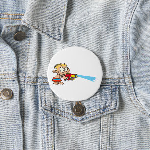 Badge Rond 7,6 Cm Garçon avec pistolet à eau Été Amusement