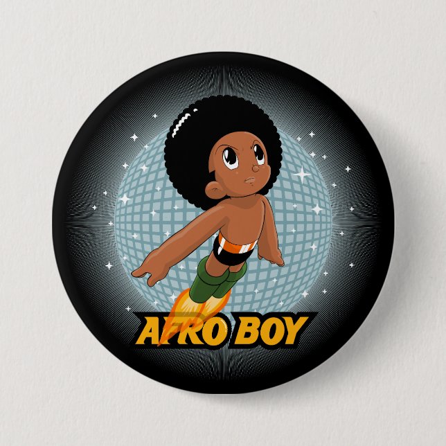 Badge Rond 7,6 Cm Garçon d'Afro (Devant)