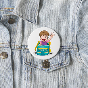 Badge Rond 7,6 Cm Garçon Dans Un Sac D'École