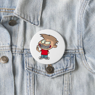 Badge Rond 7,6 Cm Garçon de dessin animé drôle avec un sourire et de