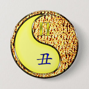 Badge Rond 7,6 Cm Gémeaux & Bœuf de Feu