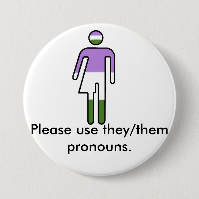 Badge Rond 7,6 Cm Genderqueer eux/eux bouton de pronom (Devant)