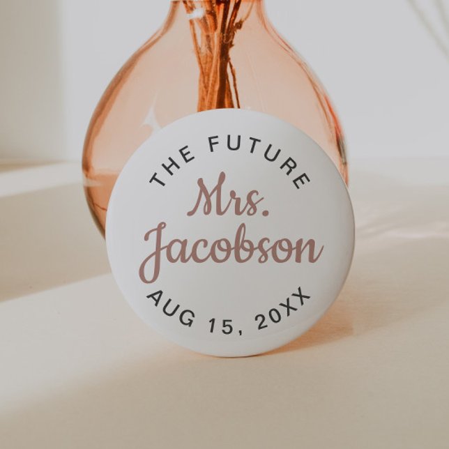 Badge Rond 7,6 Cm GENNA | Rose Gold Script Future Mme. (Créateur téléchargé)