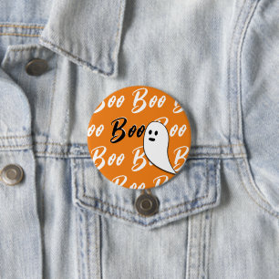 Badge Rond 7,6 Cm Ghost Halloween noir blanc orange boite