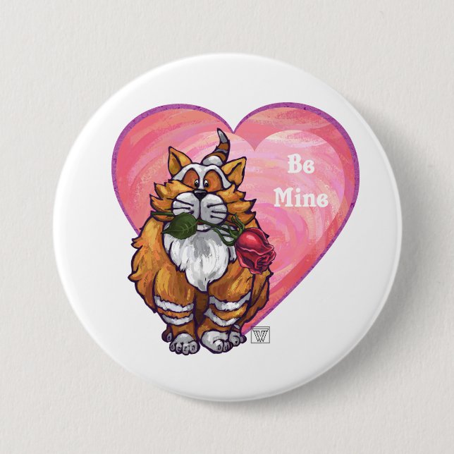 Badge Rond 7,6 Cm Ginger Cat Saint-Valentin (Devant)