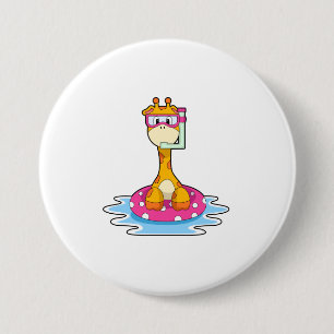 Badge Rond 7,6 Cm Girafe à la natation avec tuba