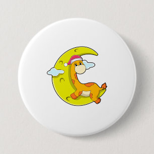 Badge Rond 7,6 Cm Girafe au coucher de la lune