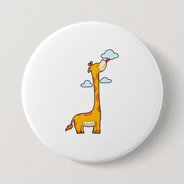 Badge Rond 7,6 Cm Girafe aux nuages (Devant)