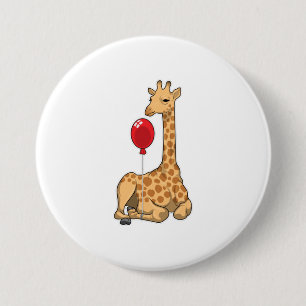 Badge Rond 7,6 Cm Girafe balloon