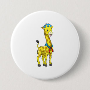 Badge Rond 7,6 Cm Girafe en voile avec casquette de voile