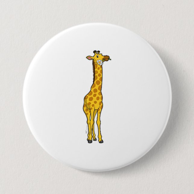 Badge Rond 7,6 Cm Girafe with Daisy (Devant)