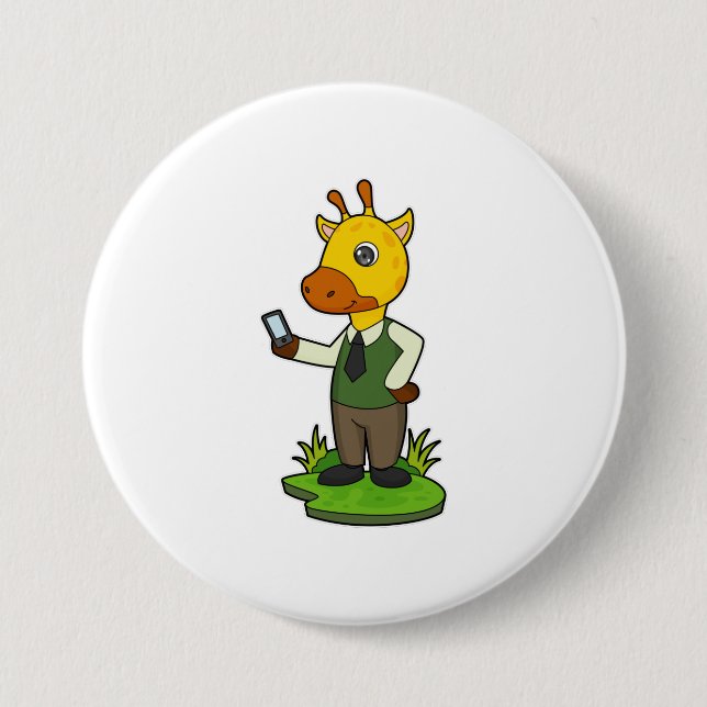 Badge Rond 7,6 Cm Giraffe avec mobile (Devant)
