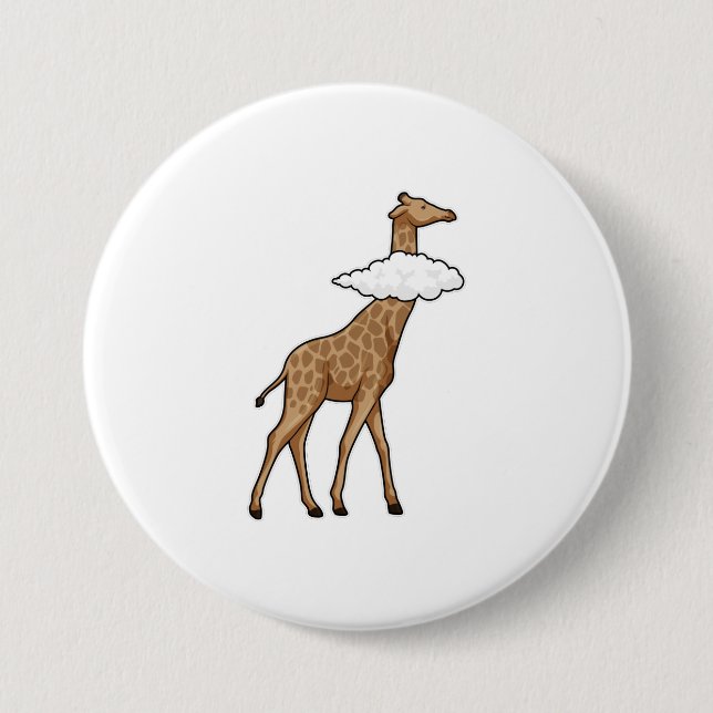 Badge Rond 7,6 Cm Giraffe avec nuage (Devant)