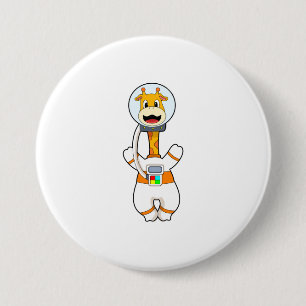 Badge Rond 7,6 Cm Giraffe en astronaute en costume