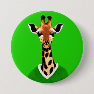 Badge Rond 7,6 Cm Giraffe mignonne portant un pull vert