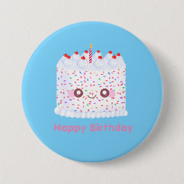 Badge Rond 7,6 Cm Glacet blanc saupoudré gâteau d'anniversaire
