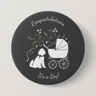 Badge Rond 7,6 Cm Goldendoodle Chien Baby shower sans genre