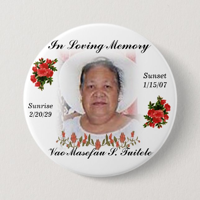 Badge Rond 7,6 Cm Goupille funèbre de tante Vao's (Devant)