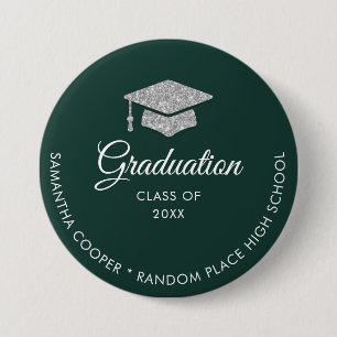 Badge Rond 7,6 Cm Graduation 2024 Gardien vert et blanc