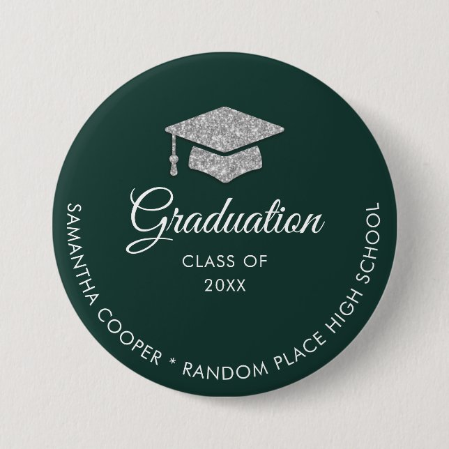 Badge Rond 7,6 Cm Graduation 2024 Gardien vert et blanc (Devant)