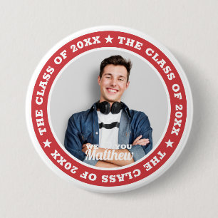 Badge Rond 7,6 Cm Graduation La classe de 20XX Photo personnalisée m