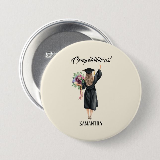 Badge Rond 7,6 Cm Graduation personnalisée de l'aquarelle (8) (Devant & derrière)