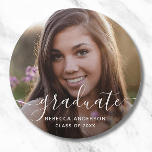 Badge Rond 7,6 Cm Graduation Photo Moderne