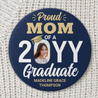Gradué Photo Fier Maman Élégante Marine Bleu & Or