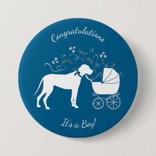 Badge Rond 7,6 Cm Grand Baby shower Dane Dog