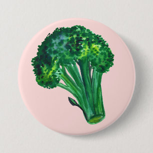 Badge Rond 7,6 Cm Grand Beau Brocoli rose