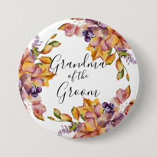 Badge Rond 7,6 Cm Grand-maman d'élégance d'automne du marié