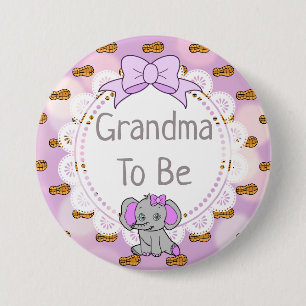 Badge Rond 7,6 Cm Grand-mère à thème éléphant pour être Baby shower