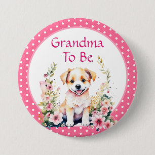 Badge Rond 7,6 Cm Grand-mère marionnette BABY SHOWER