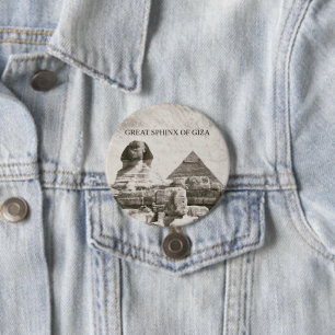 Badge Rond 7,6 Cm Grand sphinx de la pyramide de Gizeh